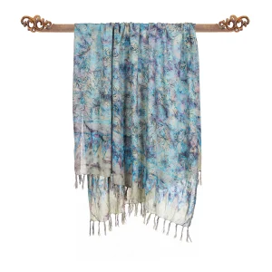 Pareo  Bleu Abstrait et Délicat en batik