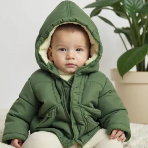 Veste Bébé Hiver Vert Kaki – Chaleur et Style