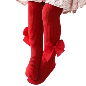 Collants Bébé Rouges avec Nœud – Élégance et Confort