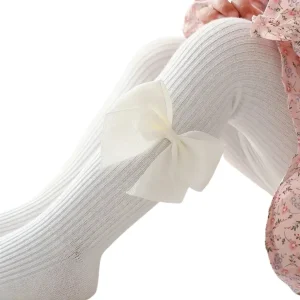 Collants Bébé Blancs avec Nœud – Douceur et Élégance