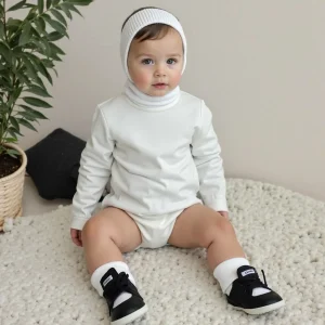 Haut bébé blanc à col roulé