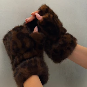 Mitaine fourrure léopard