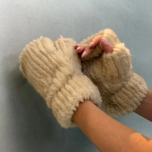 Mitaine fourrure beige