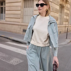 Veste zippée 100% coton avec poches plaquées