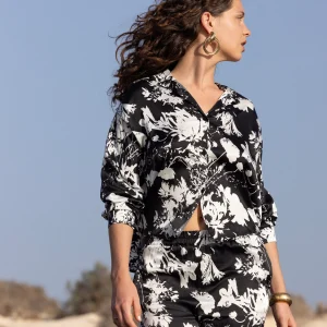 Chemise Manches Longues Satin Print