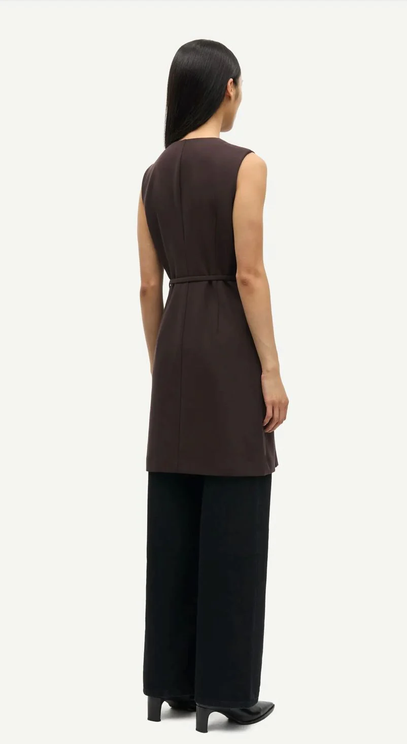 Robe boutonnée ceinture chocolat Saruma – Image 2