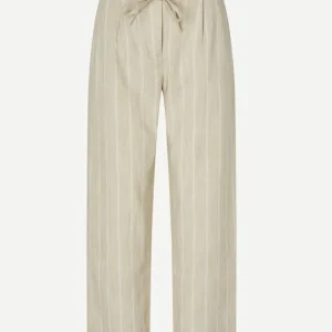 Pantalon beige rayé rose Saluza