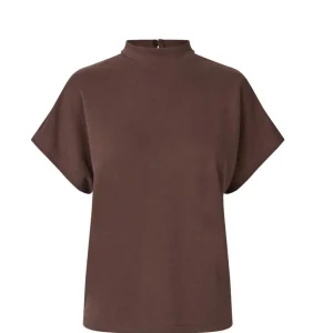 Top manches courtes marron Linea