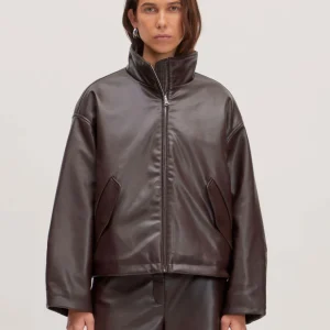 Bombers simili cuir chocolat Paisley