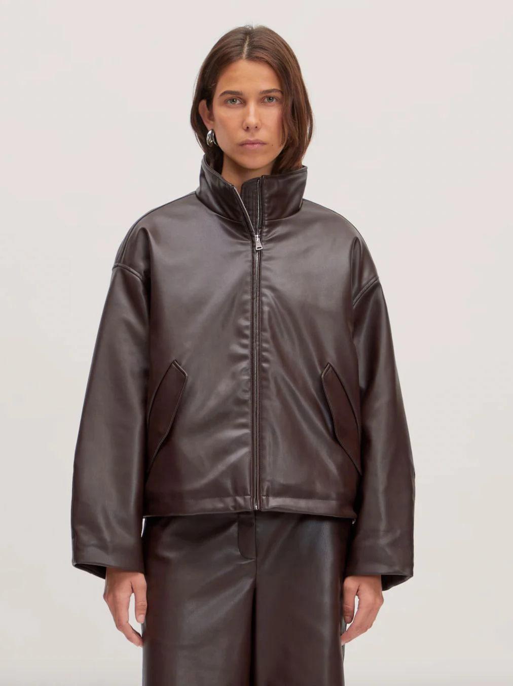 Bombers simili cuir chocolat Paisley