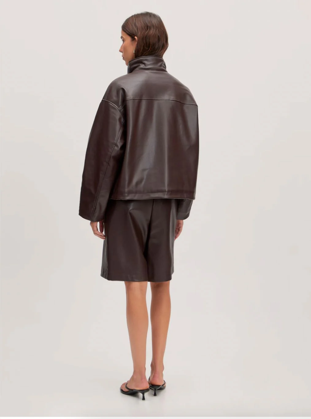 Bombers simili cuir chocolat Paisley – Image 4