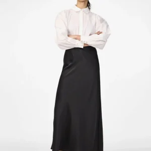Jupe maxi satin noir Pella