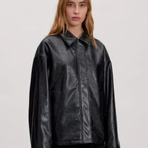 Veste droite vinyle noire Adrian