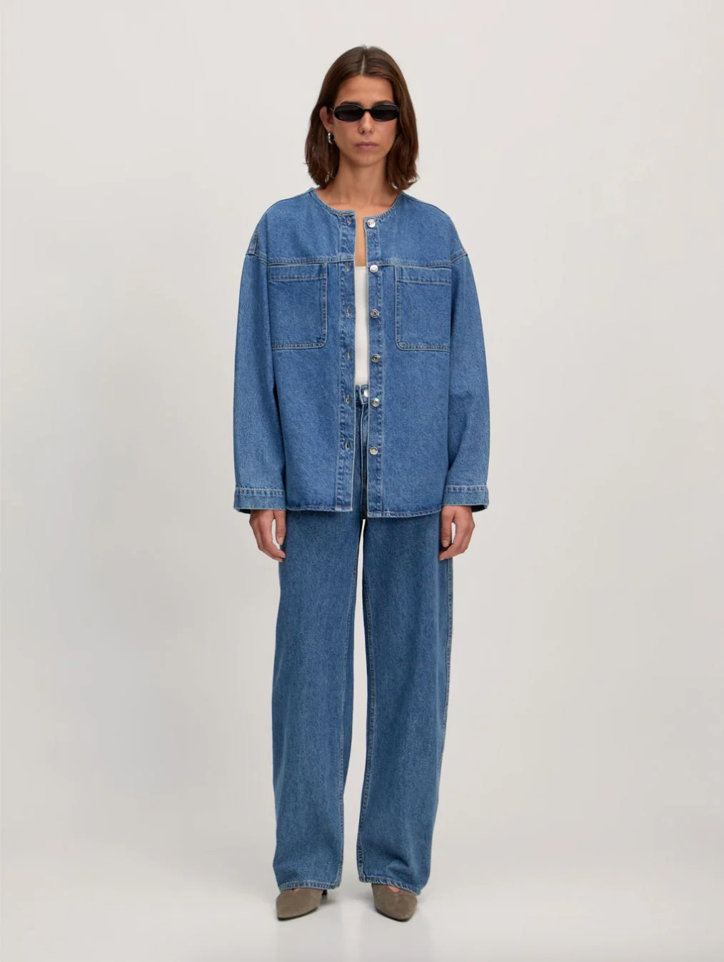 Surchemise denim sans col Bristol