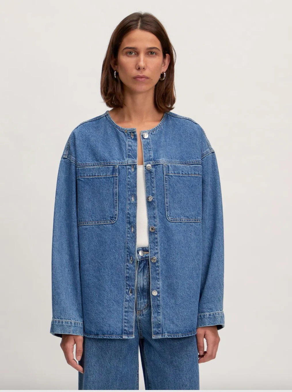 Surchemise denim sans col Bristol – Image 2