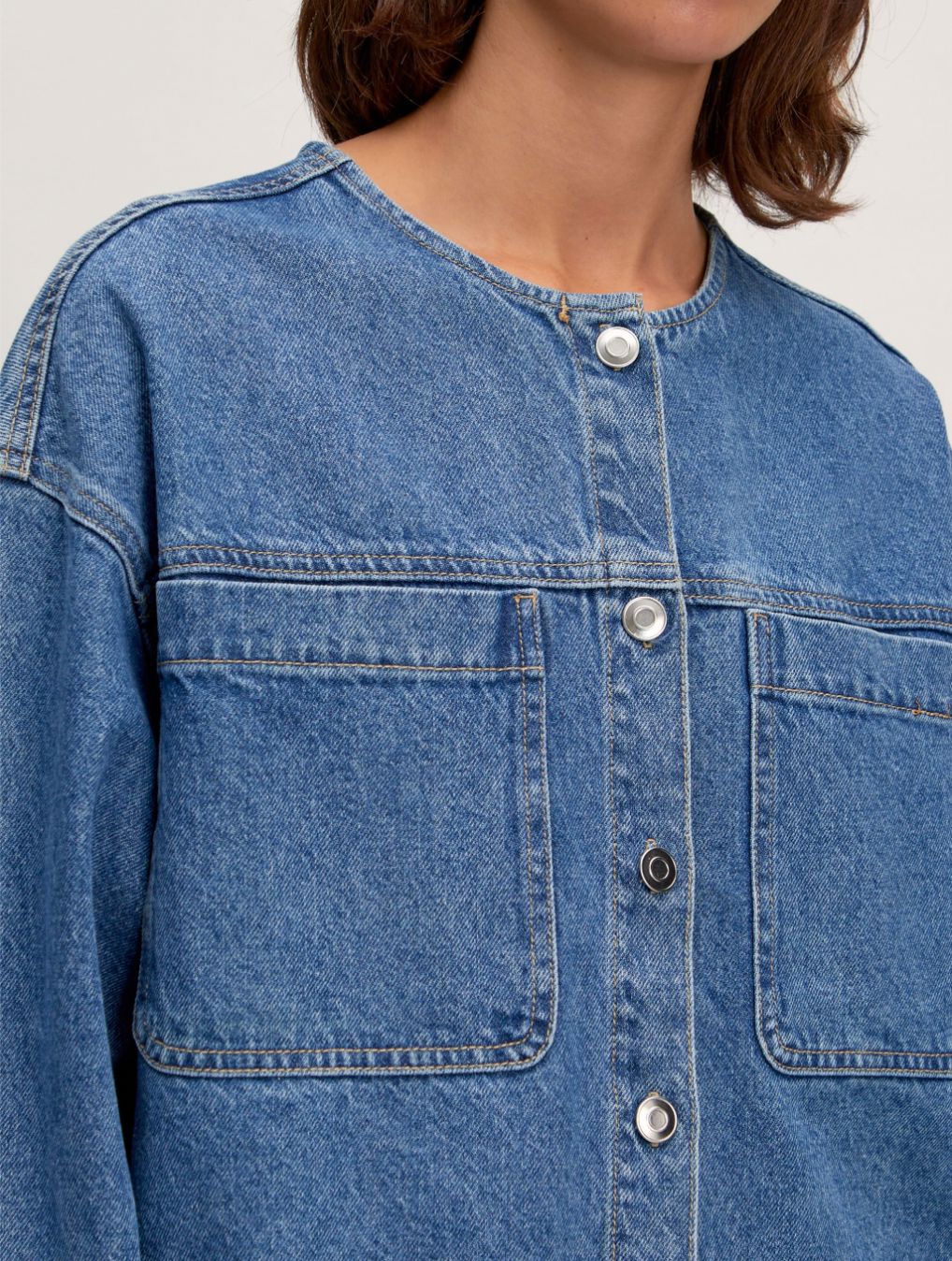 Surchemise denim sans col Bristol – Image 4