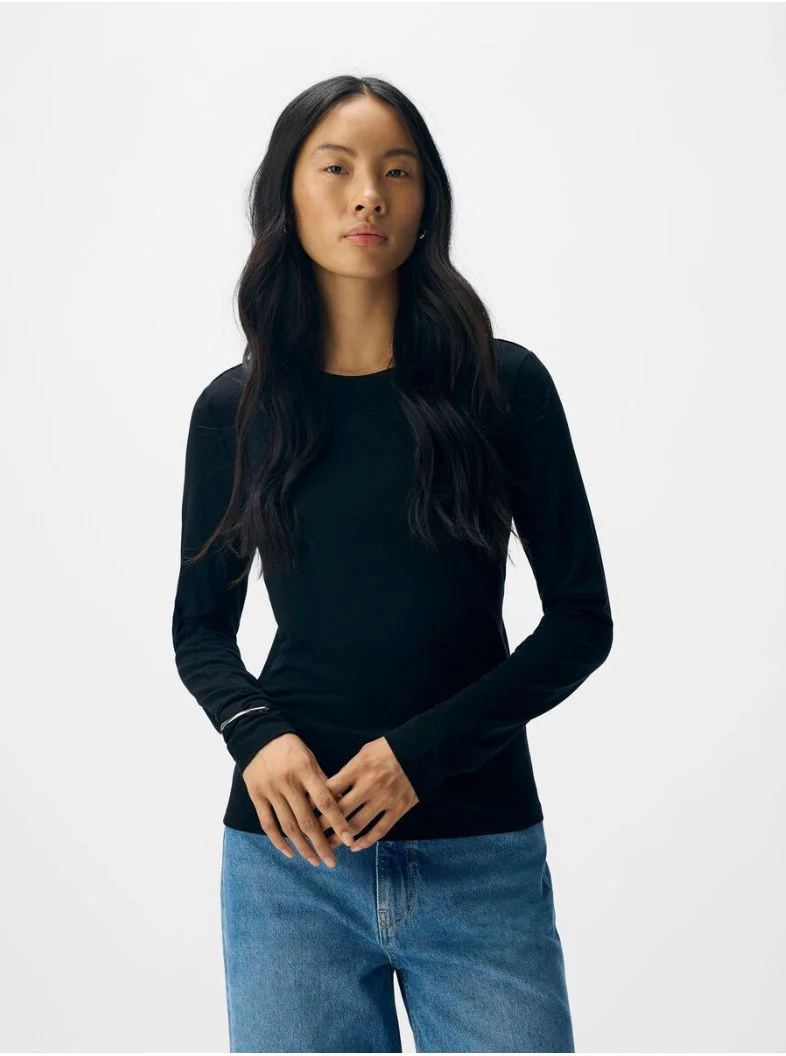 T-shirt manches longues tencell laine noir Zofia