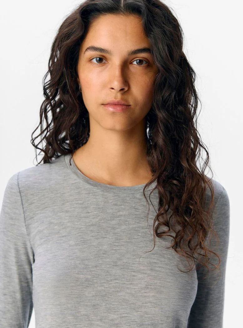 T-shirt manches longues tencell laine gris Zofia – Image 2