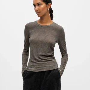 T-shirt manches longues tencell laine taupe Zofia