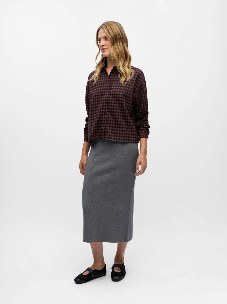 Chemise carreaux bordeaux gris Bene – Image 4