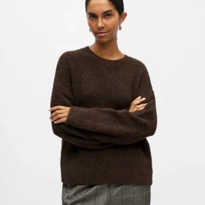 Pull col rond marron Saggia