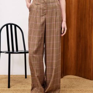 Pantalon large carreaux Canelle