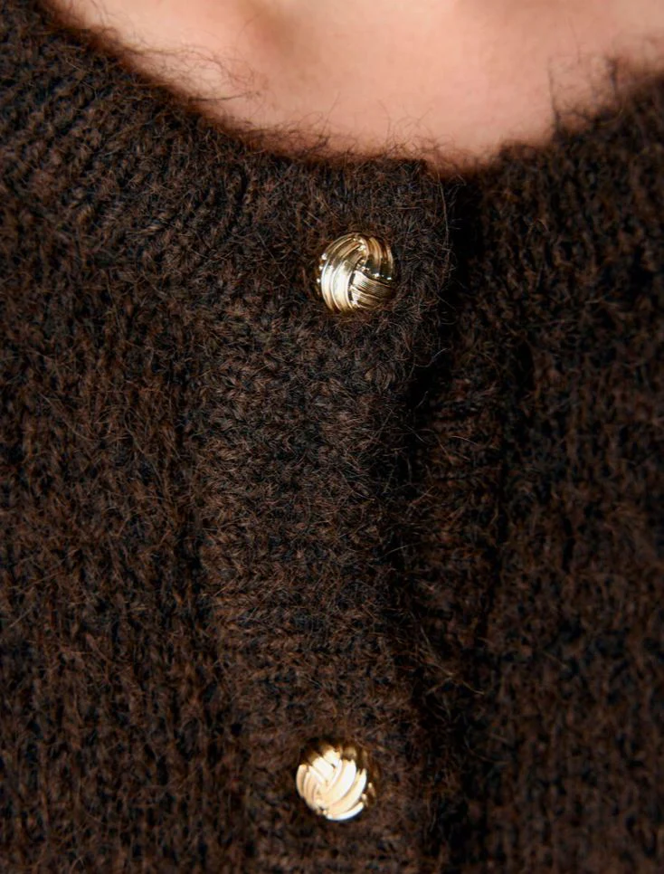 Cardigan bouton vintage marron Saggia – Image 4