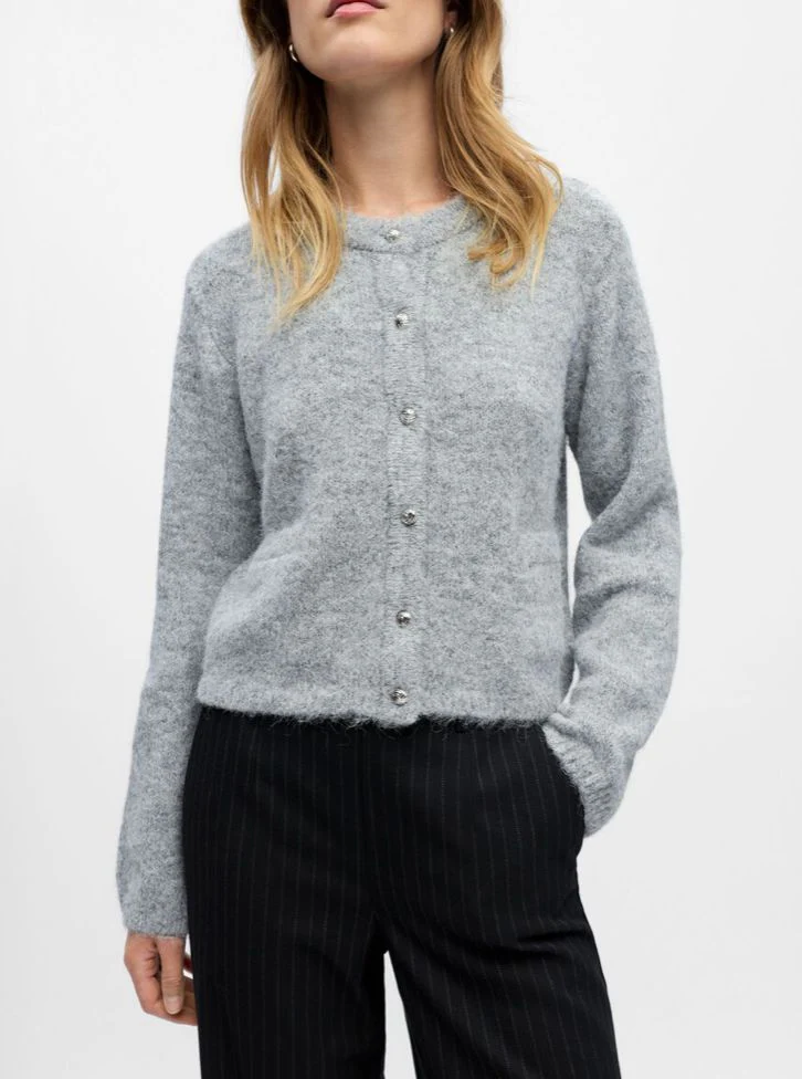 Cardigan bouton vintage gris Saggia – Image 3