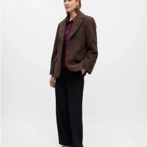 Blazer en laine bouclée marron Celina