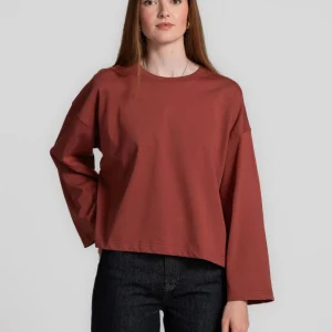 T-shirt longue manche évasée bordeaux Aline