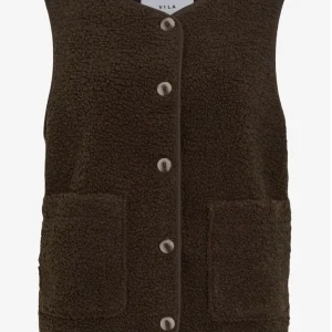 Veste sans manches moumoute chocolat Ada