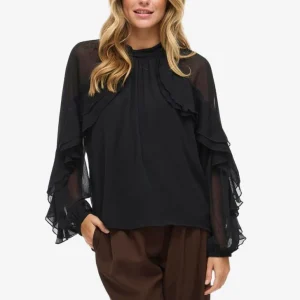 Blouse noir à volant Binna