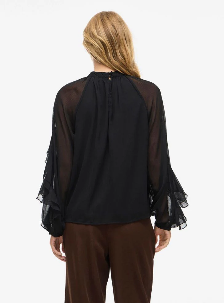 Blouse noir à volant Binna – Image 2