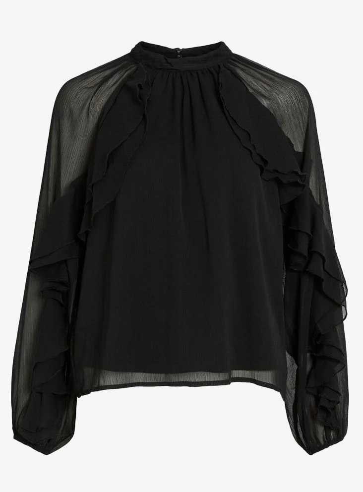 Blouse noir à volant Binna – Image 3