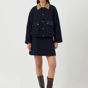 Veste tweed navy col velours Vicky