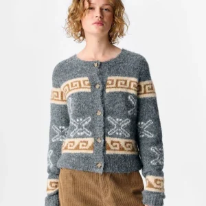 Pull gris motif alpin camel Galia