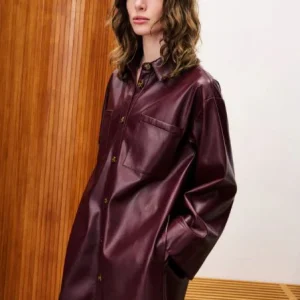 Robe chemise simili bordeaux Ernaux