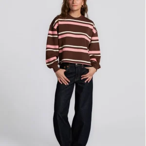 T-shirt manches longues rayé choco rose Maxime