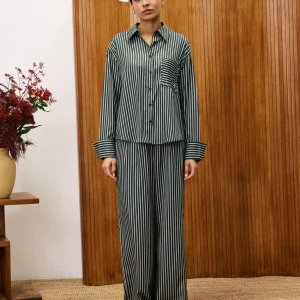 Chemise rayé vert mousse Chester