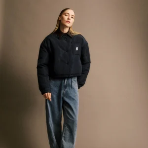 Doudoune navy col marron Alixe