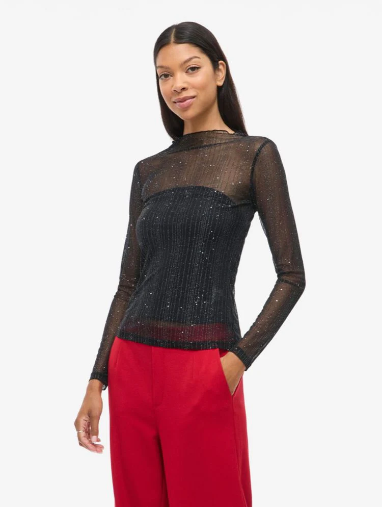 Top en mesh noir paillette Turno