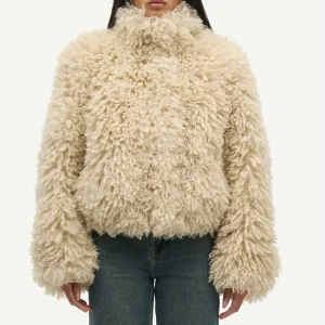 Bomber fausse fourrure bouclée crème Samedda
