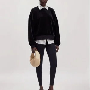 Sweat velour satiné noir Émielia