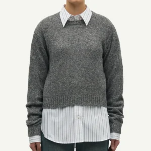 Pull gris chiné dos nu en laine Salois