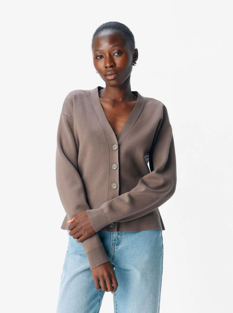 Cardigan ceintré taupe Reynard