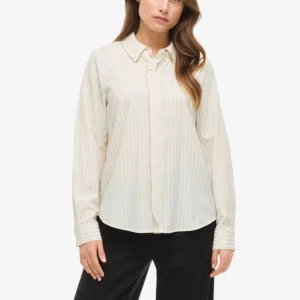 Chemise rayée écrue à cravate Fija