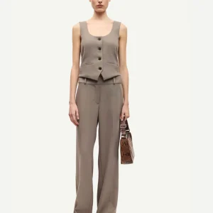 Pantalon fluide taupe Salaney
