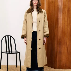 Trench long beige col marron Sand