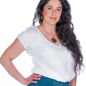 Blouse brodée à manche courte