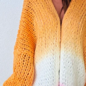 Gilet long JULIETTE – Orange/Rose